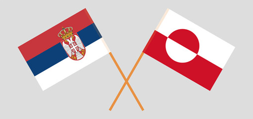 Crossed flags of Serbia and Greenland