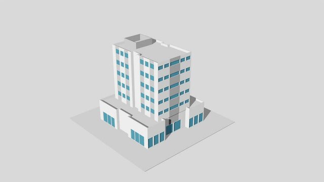 Animation of a cartoon apartment building being built.