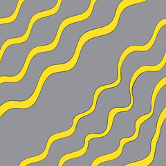 Vector seamless pattern of yellow hand-drawn lines isolated on a gray background