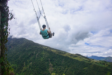 Enjoying the Swing at the End of the World, Casa de Arbol, Baños de Agua Santa, Ecuador