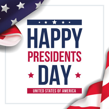 Presidents day background. Banner on top of American flag. Vector illustration.