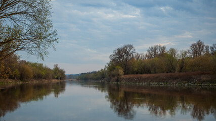 Fototapeta na wymiar Autumn view on the river of Morava near Devin castle