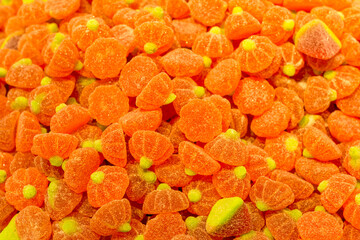 candy background, pumpkin jelly candies