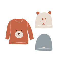 Baby boho clothes, abstract boho clothes, cute minimal wear for children, clothing clipart, vector baby, abstract elements for kids