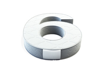 A illustration 3D of a mattress in the shape of number 6
