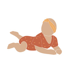 Abstract boho vector, cute baby silhouette, baby boho portrait, abstract silhouette baby girl, nursery vector, abstract kids illustration, boho child design