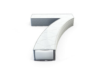 A illustration 3D of a mattress in the shape of number 7