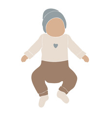 Abstract boho vector, cute baby silhouette, baby boho portrait, abstract silhouette baby girl, nursery vector, abstract kids illustration, boho child design