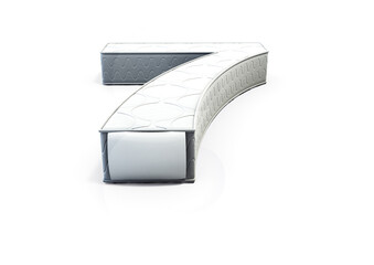 A illustration 3D of a mattress in the shape of number 7