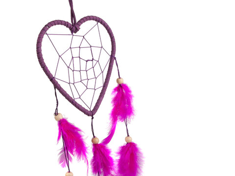 Dream catcher purple heart isolated on the white background