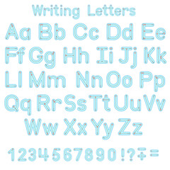 Vector english tracing alphabet. Writting Letters font dots by dots