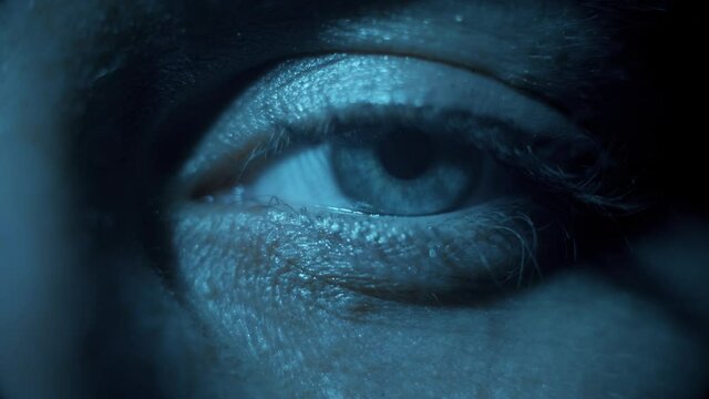 Close up macro shot of a crying eye. Young beautiful female in depression. Tears are Flowing Down. Sad woman is crying, suffering pain eyes full of tears. Domestic violence victim concept