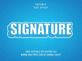 Editable Signature text effect with blue background	