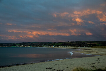 Penzance Bay under a red morning sky