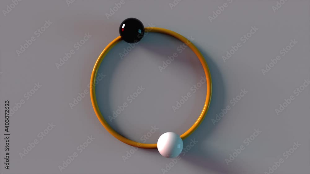 Poster radial way for black and white balls, computer generated. 3d render of isometric backdrop