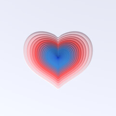 Valentines heart. Decorative heart background with pink and blue gradient. 3d abstract illustration.