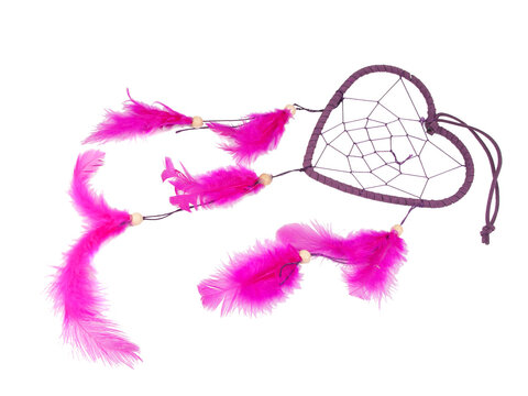 Dream catcher purple heart isolated on the white background