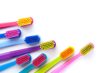 Group Of New Colorful Toothbrushes Isolated