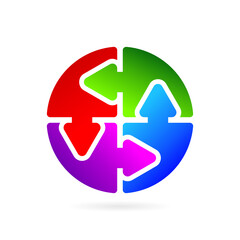 circle puzzle arrow logo concept