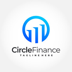 circle finance logo, business chart bar circle logo