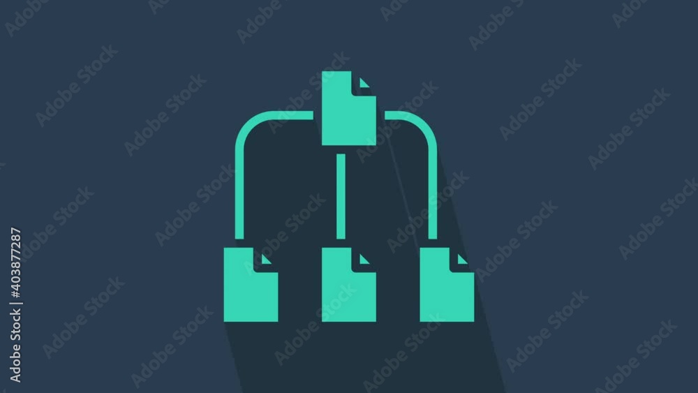 Poster turquoise folder tree icon isolated on blue background. computer network file folder organization st