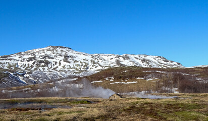 Fototapeta na wymiar Strokkur geyser in Iceland, during winter road trip.
