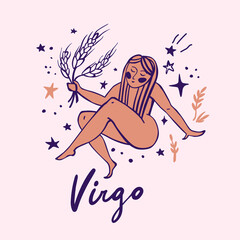 Obraz na płótnie Canvas Hand drawn vector zodiac sign. Virgo