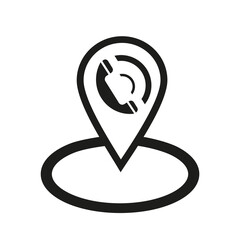 Mark location icon.Mark location of office and phone number in one icon,business office icon.Outline location icon illustration vector symbol.