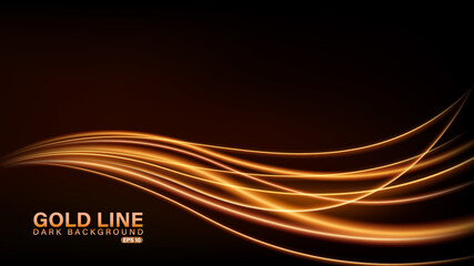 Gold line of light on dark background, Vector Illustration