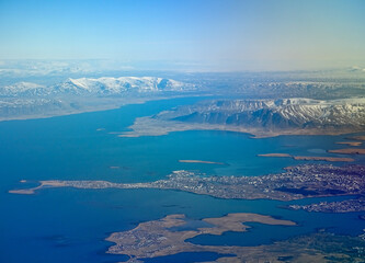 Iceland seen from above, in Winter.