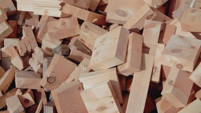 A large pile of sawn wood.