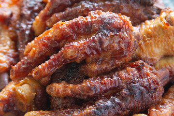 Dim Sum chicken feet close up. Chinese food.