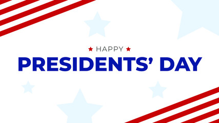 Obraz premium Happy Presidents'` Day Text with Patriotic Stars and Stripes Background, Presidents Day Vector Graphic Illustration with United States Background