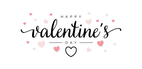 Happy Valentines Day Typographic Lettering isolated on white Background With Pink Heart and Arrow Vector Illustration of a Valentine's Day Card.