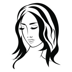 Girl's face and hair with closed eyes