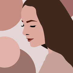 vintage lady illustration flat retro portrait 
