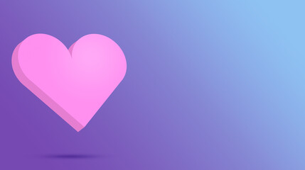 Valentine's day pink heart. Valentine's Day holiday. Day of Love. Concept for background on brochure, banner, poster. 3D rendering