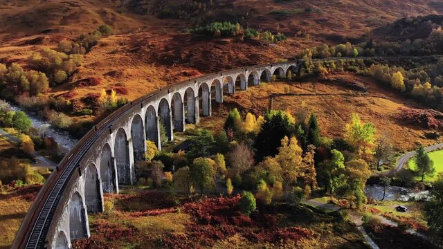 Aerial shot of Glenfinnan Viaduct
