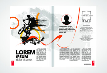 Printing magazine with sport subject in background, easy to editable vector