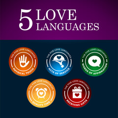The Five Love Languages. gradient color design. Vector Illustration © DrawingMyDiary