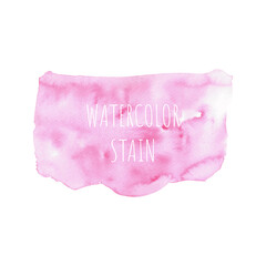 Abstract pink watercolor on white background. Colored splashes on paper. Hand drawn illustration