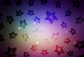 Dark Pink, Green vector layout with bright stars.