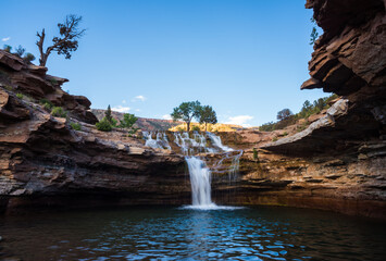 Waterfall oasis in Utah desert 