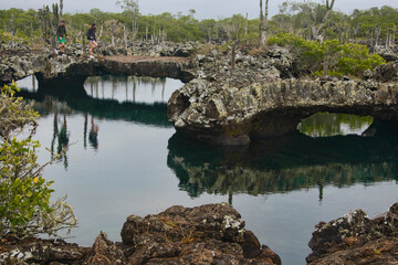 Desert and sea scenery at Los T&uacute;neles, Isla Isabela, Galapagos Islands, Ecuador