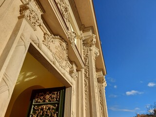 detail of the facade of a baroque church