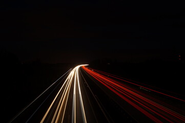 Fototapeta na wymiar Night Highway Germany Motorway Freeway at night