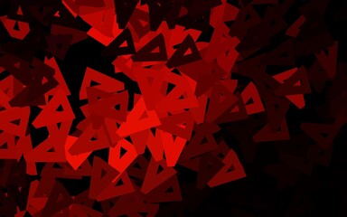 Dark Red vector backdrop with lines, triangles.