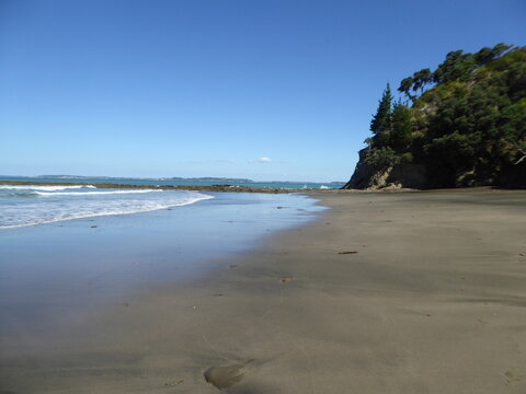 New Zealand beach at low tide- north of Orewa