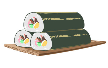 重ねた恵方巻　すだれ　線無し