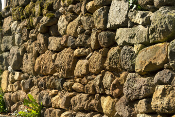 Irregularly made stone wall in Puy de Dome, France